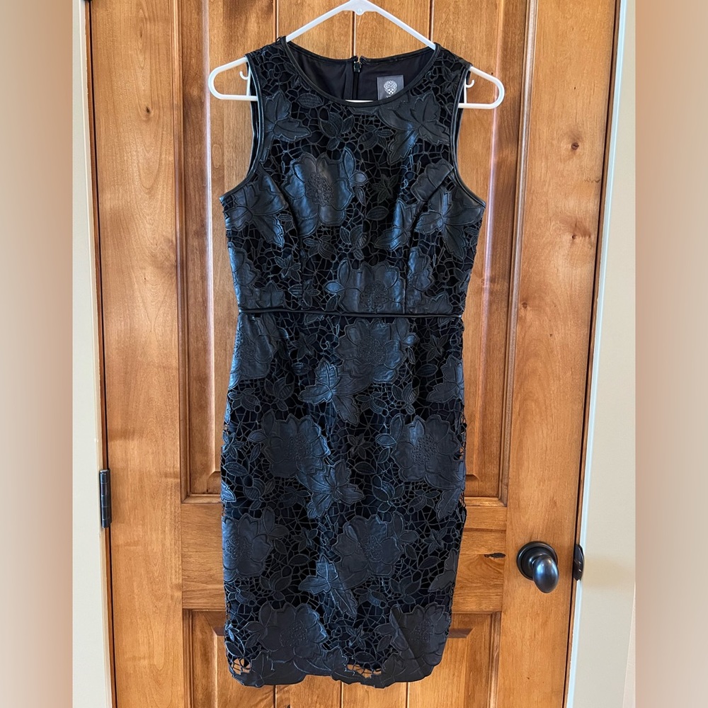 NWT Vince Camuto vegan leather lace dress